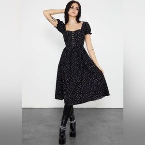 Disturbia Black Midi Dress with White Pattern